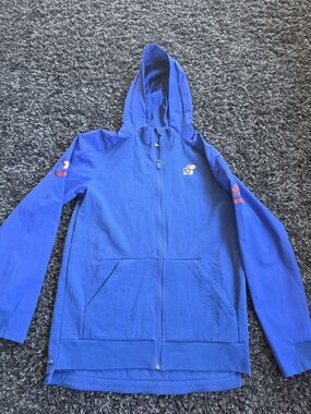 Kansas Jayhawks Adidas Climalite *Team Issued* Full Zip Hoodie Blue Men's Large